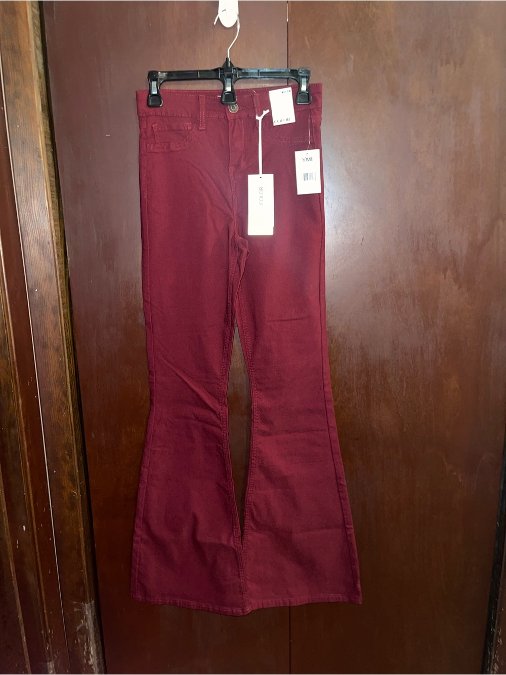 YMI Burgundy High-Rise Flare Pants